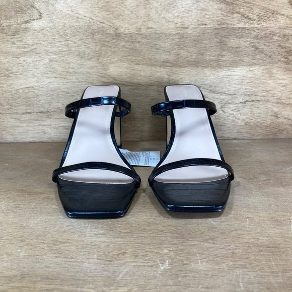 NEW The Drop Avery Square Toe Two Strap Black Women SZ 9 Slip-On Heeled Sandals - Picture 5 of 10